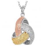 Tri-Toned Diamond Accent Designer Pendant