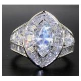 Fancy Marquise 3.35 ct White Topaz Baguette Ring