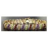 Genuine 9.57 ct Gemstone & Diamond Accent Bracelet