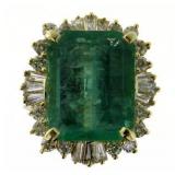 14kt Gold 12.72 ct Emerald & Diamond Ring