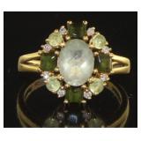 10kt Gold Vintage Green Gemstone Ring