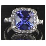 Cushion Cut 4.25 ct Tanzanite Designer Ring