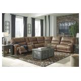 Ashley 55801 Saddle PWR REC Sectional w/ADJ HR