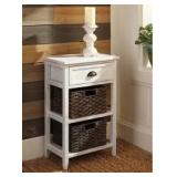 Ashley A4000137 White Accent Table w/Baskets