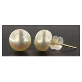 14kt Gold Natural 8 mm Cultured Pearl Earrings