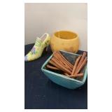 Ceramic Shoe, Blue Bowl & More