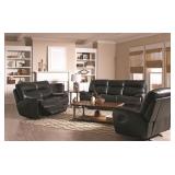 Coaster Black LEATHER REC Sofa & Love Seat