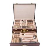 84pc Mega Cooks Gold Plated German Flatware Set