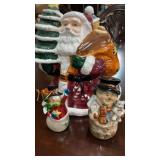 Santa Cookie Jar & 2 Deco