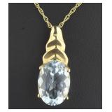 14kt Gold Natural 5.37 ct Aquamarine Necklace