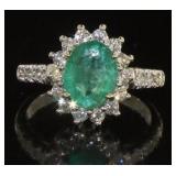 14kt Gold 2.48 ct Emerald & Diamond Ring