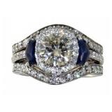 14k Gold Fancy 2.65 ct Fancy Diamond-Sapphire Ring
