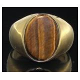 10kt Gold Mens Tiger Eye Ring *Heavy