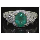14kt Gold 2.69 ct Emerald & Diamond Ring