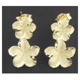 10kt Gold Beautiful Flower Dangle Earrings