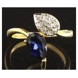 Pear Cut Sapphire & White Topaz Dinner Ring