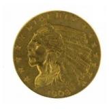 1908 Indian Head $2.50 Gold Quarter Eagle