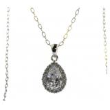 Beautiful Pear Cut White Topaz Necklace
