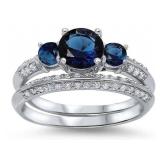Stunning 3.00 ct Sapphire & White Topaz Bridal Set