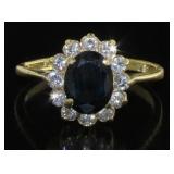 14kt Gold Natural Sapphire & Diamond Ring