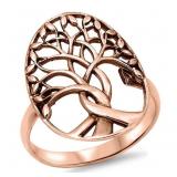 Rose Toned Large Tree of Life Ring