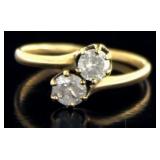 10kt Gold Vintage 1.00 ct 2 Stone Ever Us Ring