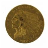 1908 Indian Head $2.50 Gold Quarter Eagle