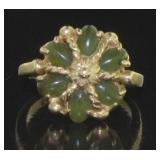 14kt Gold Antique Natural Jade Childs Ring