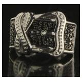 Natural Black Diamond Belt Designer Ring