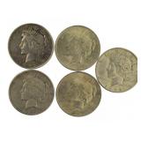 Mixed Date Peace Silver Dollars
