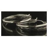 XXL 32 mm 1.00 ct Black Diamond Hoop Earrings