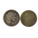 1899 & 1901 Barber Silver Quarters