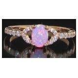 Beautiful Rose Toned Pink Opal & White Topaz Ring
