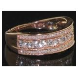 10kt Rose Gold White Topaz & Diamond Ring