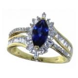 10kt Gold Sapphire-White Topaz Dinner Ring