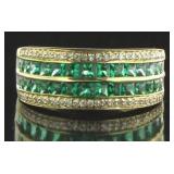 10kt Gold Invisible Emerald-Diamond Ring