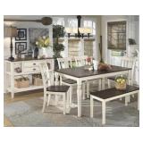 Ashley D583 Whitesburg Table & 4 Chairs + Bench