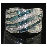 Brilliant 1.00 ct Fancy Blue Baguette Diamond Ring