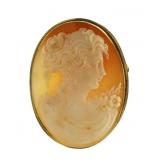 14kt Gold Vintage Large Cameo Brooch-Pendant