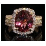 14kt Gold 5.36 ct Pink Tourmaline & Diamond Ring