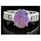 Oval Pink Opal & White Topaz Dinner Ring