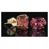 14kt Rose Gold 2.25 ct Oval Pink Tourmaline Studs