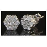 10kt Gold Brilliant 1/2 ct Diamond Cluster Earring