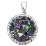 Round Cut Halo 3.50 ct Mystic Topaz Pendant