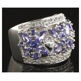 Beautiful Sapphire-Tanzanite & Topaz Cluster Ring