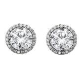 Round Cut Halo 4.10 ct White Sapphire Earrings