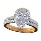 14kt Rose Gold 1.52 ct Pear Cut Diamond Bridal Set