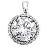 Round Cut Halo 3.50 ct White Sapphire Pendant