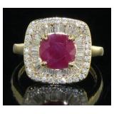 14kt Yellow Gold 2.61 ct Ruby & Diamond Ring