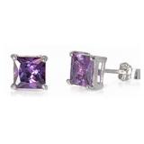 Beautiful 3.00 ct Princess Cut Amethyst Earrings